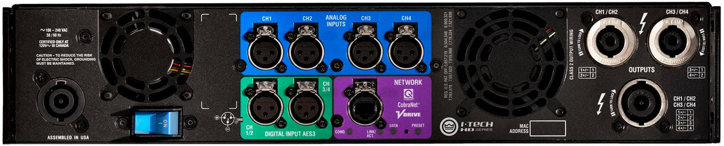 Crown IT4X3500HDS 4 Channel 4000 Watt 4 Ohm Power Amplifier - SpeakOn Output
