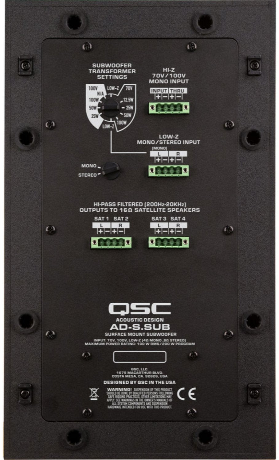 Q-SYS AD-S.SUB-WH 6.5-inch Dual Voice-Coil Surface Subwoofer for 4 Satellite Speakers - White