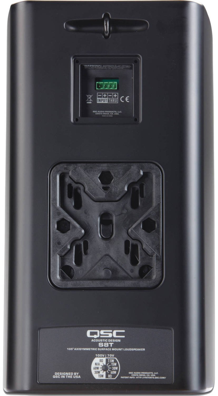 Q-SYS AD-S8T-BK 8-inch 2-Way Surface Speaker with 105-degree Conical DMT Coverage - Black