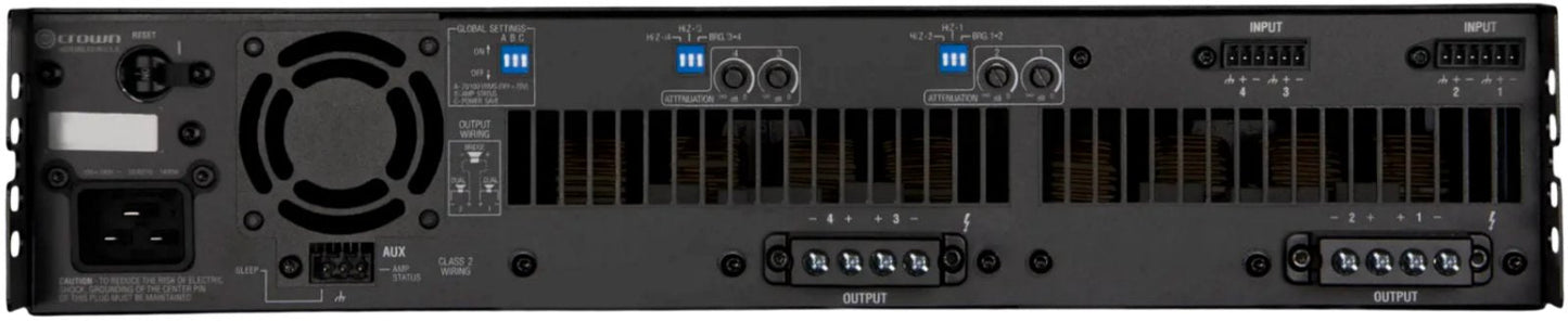 Crown DCI4X1250D 4 Channel 1250 Watt 4 Ohm Power Amplifier with Dante - 70/100 Volt