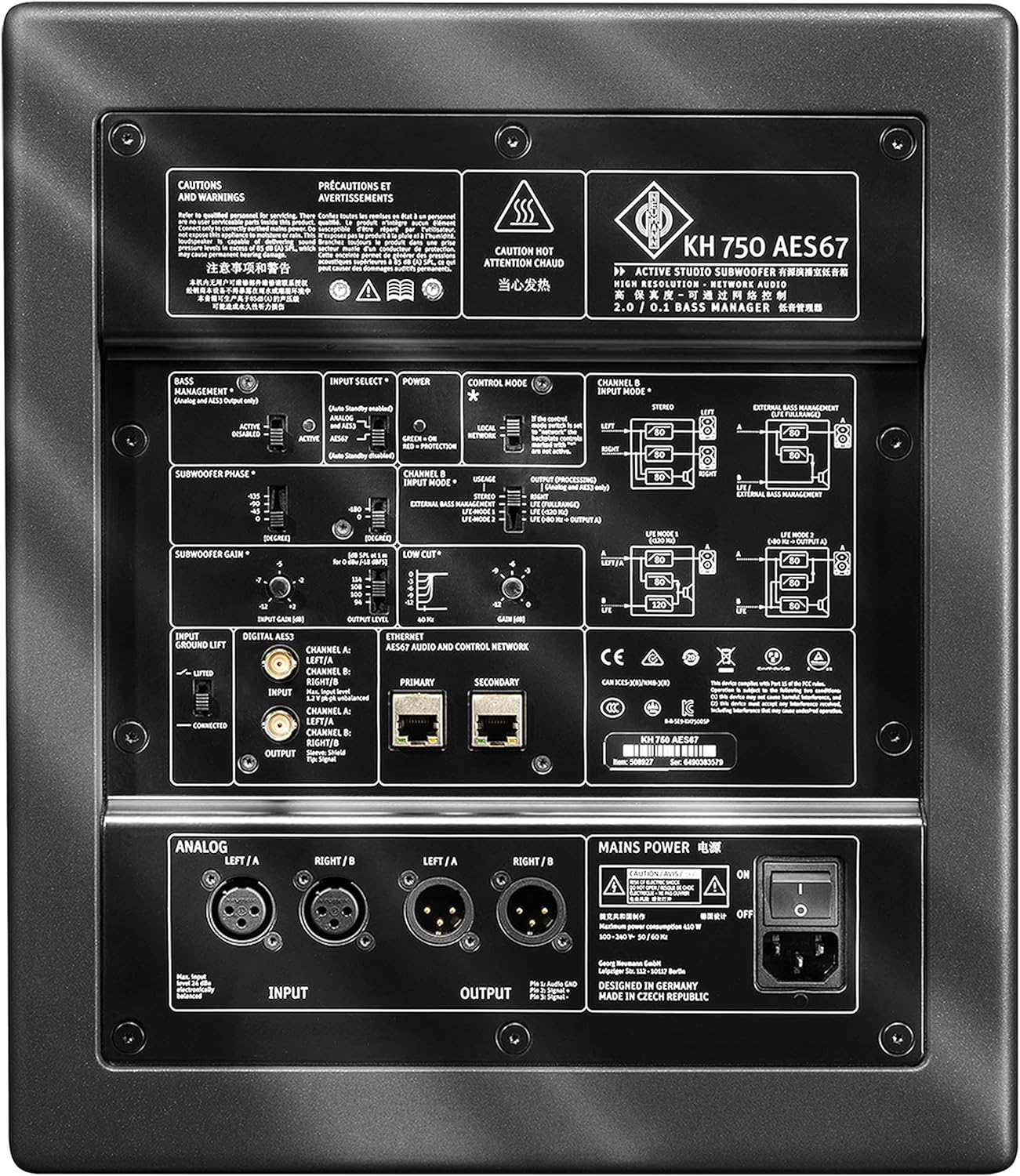Neumann KH-750-AES67 10-Inch Active DSP Subwoofer with AES 67 Input - Anthracite Metallic