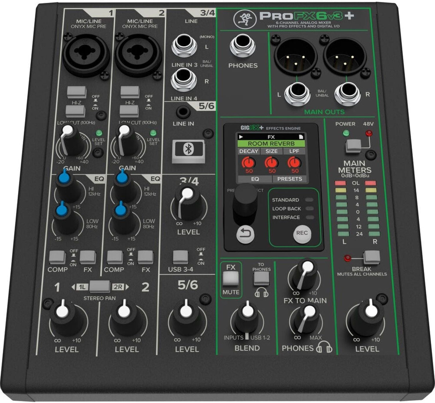 Mackie ProFX6v3+ 6-Channel Analog Mixer with Enhanced FX/USB Recording Modes/Bluetooth