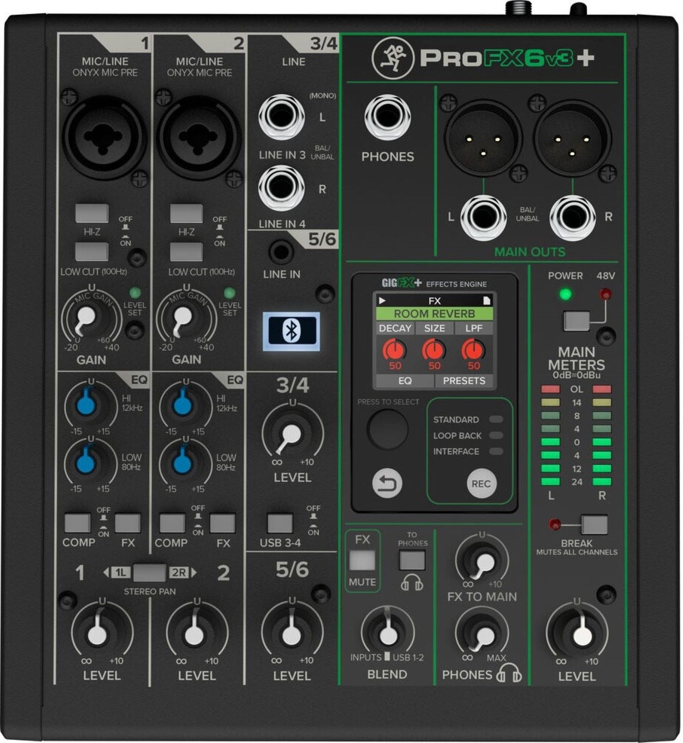 Mackie ProFX6v3+ 6-Channel Analog Mixer with Enhanced FX/USB Recording Modes/Bluetooth