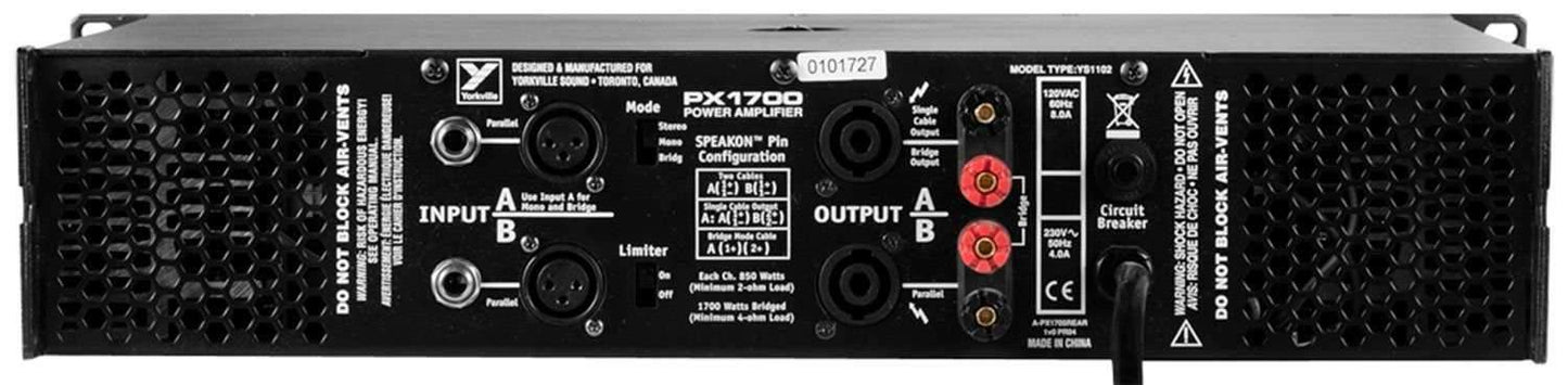 Yorkville PX1700 Power Amplifier