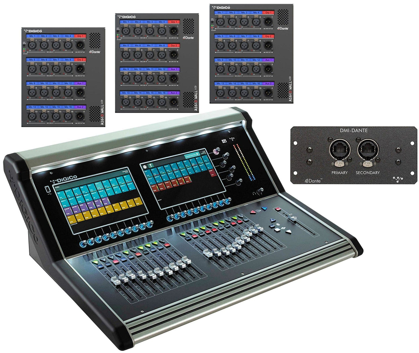 DiGiCo S21 Rack Pack with S21 Digital Console / x3 A164D-W-L Racks / Live Stage48 DANTE