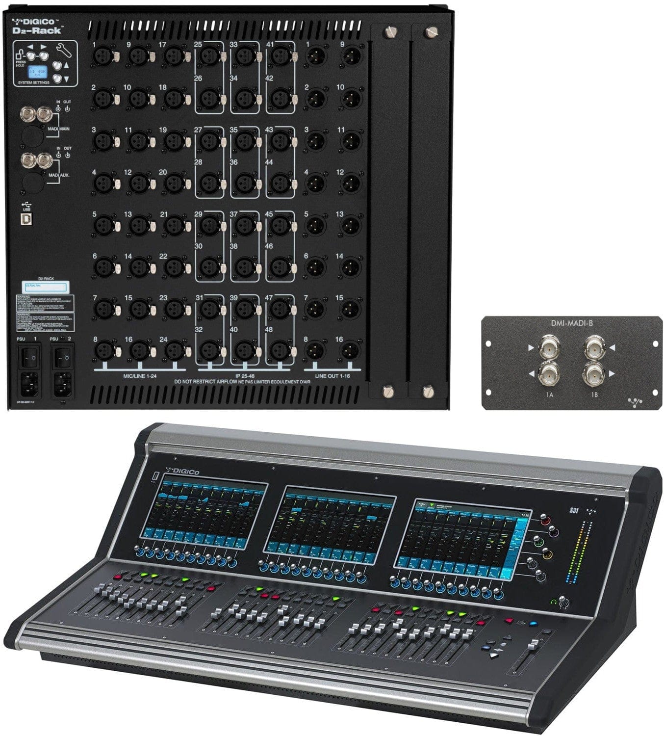 DiGiCo X-S31-D2M-B-RP S31 D2 Rack Pack with 1x MADI-DMI-B Expansion Card and 1x Blank DMI Slot