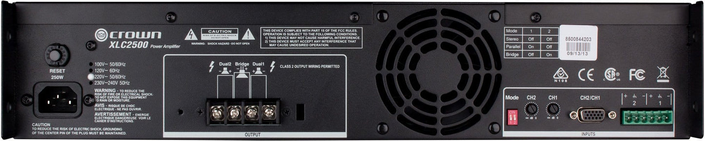 Crown XLC2500 2-Channel Power Amp w/ DriveCore Technology