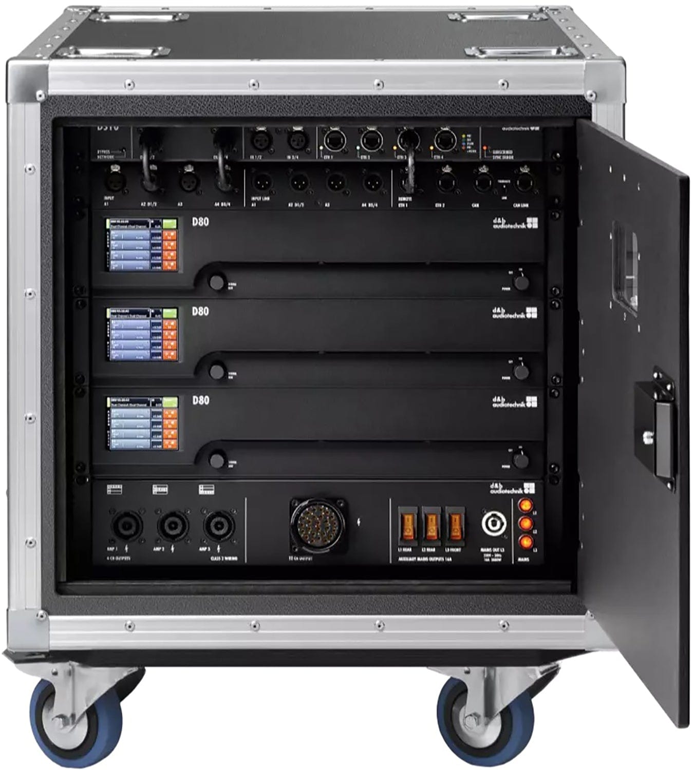 D&B Audiotechnik Z5571.551 3x D80 Touring Rack - NEMA Mains Panel / Audio Network Bridge / Amp
