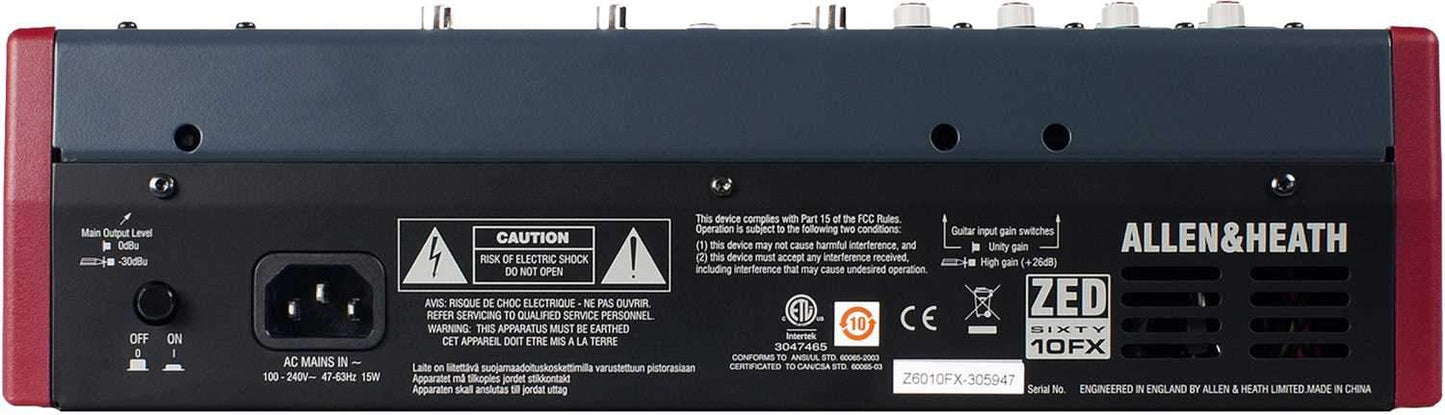 Allen & Heath ZED60-10FX PA Mixer with 60mm Faders