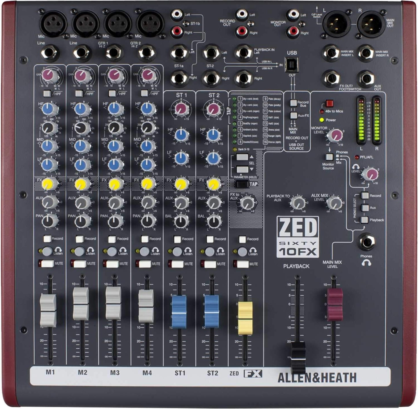 Allen & Heath ZED60-10FX PA Mixer with 60mm Faders