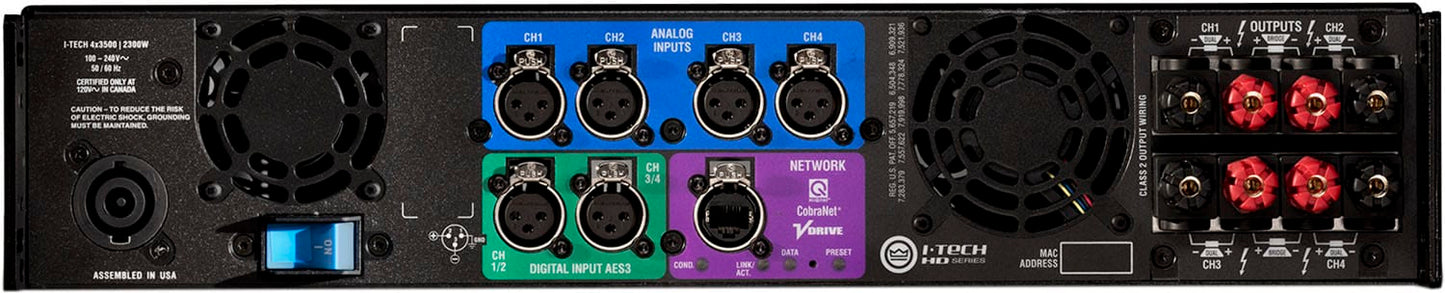 Crown IT4X3500HDB 4 Channel 4000 Watt 4 Ohm Power Amplifier - Binding Post Version