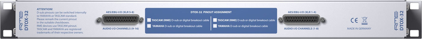 RME DTOX32 Digital AES/EBU Breakout Box- 8 XLR In / 8 XLR Out to 2xD-Sub