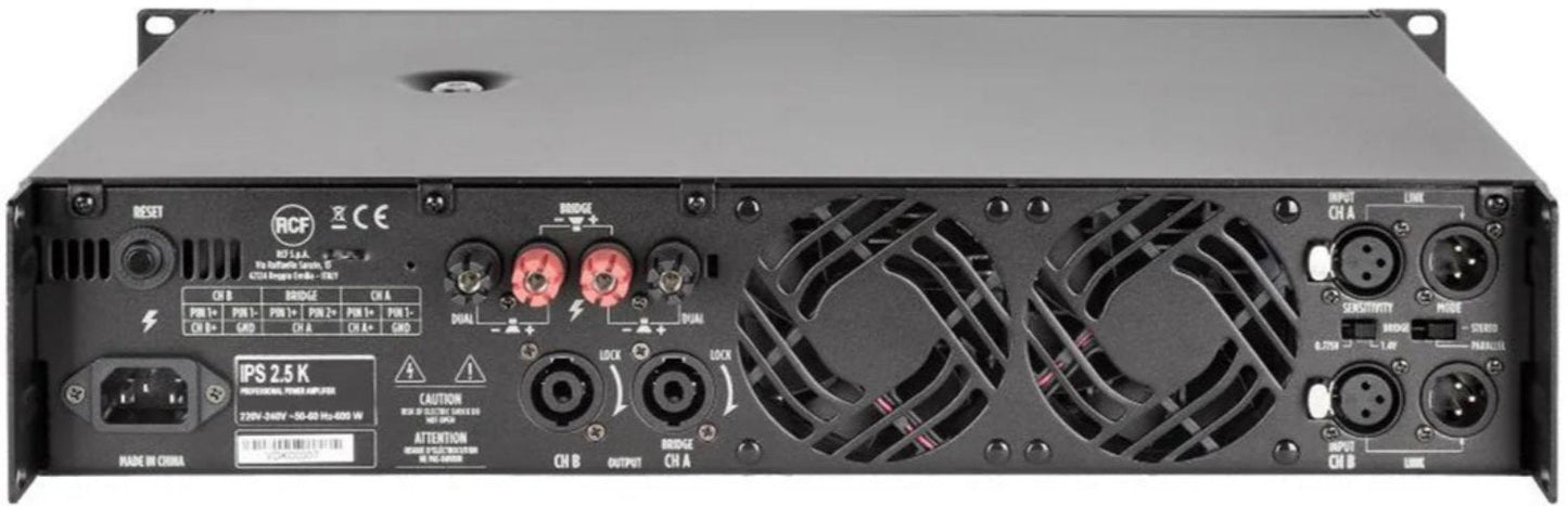 RCF IPS 2.5K Class H 2 Channel Power Amplifier - 2x 1250 Watt