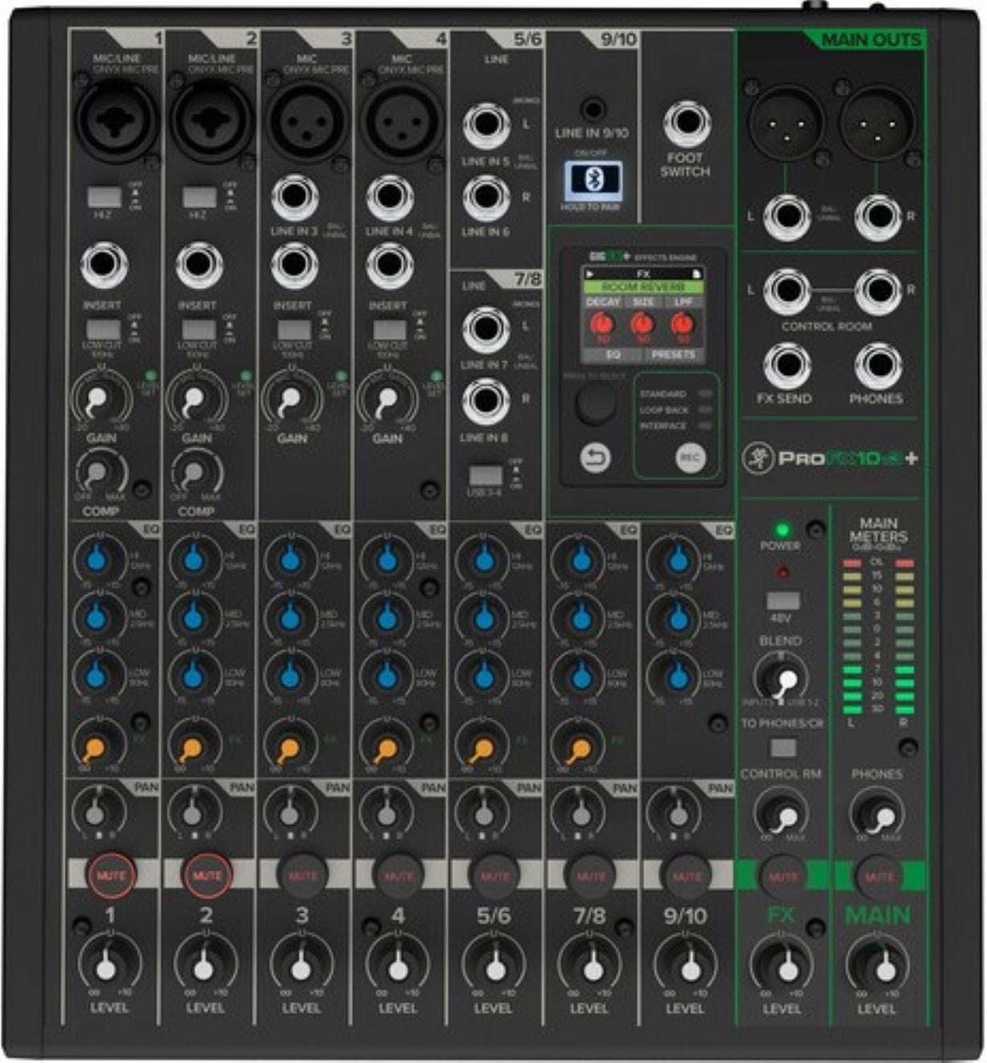 Mackie ProFX10v3+ 10-Channel Analog Mixer with Enhanced FX/USB Recording Modes/Bluetooth