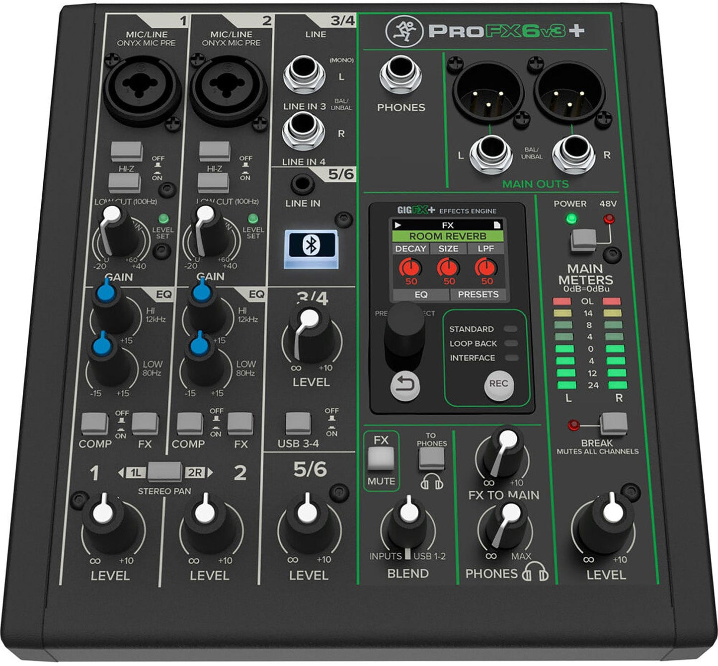Mackie ProFX6v3+ 6-Channel Analog Mixer with Enhanced FX / USB Recording and Bluetooth