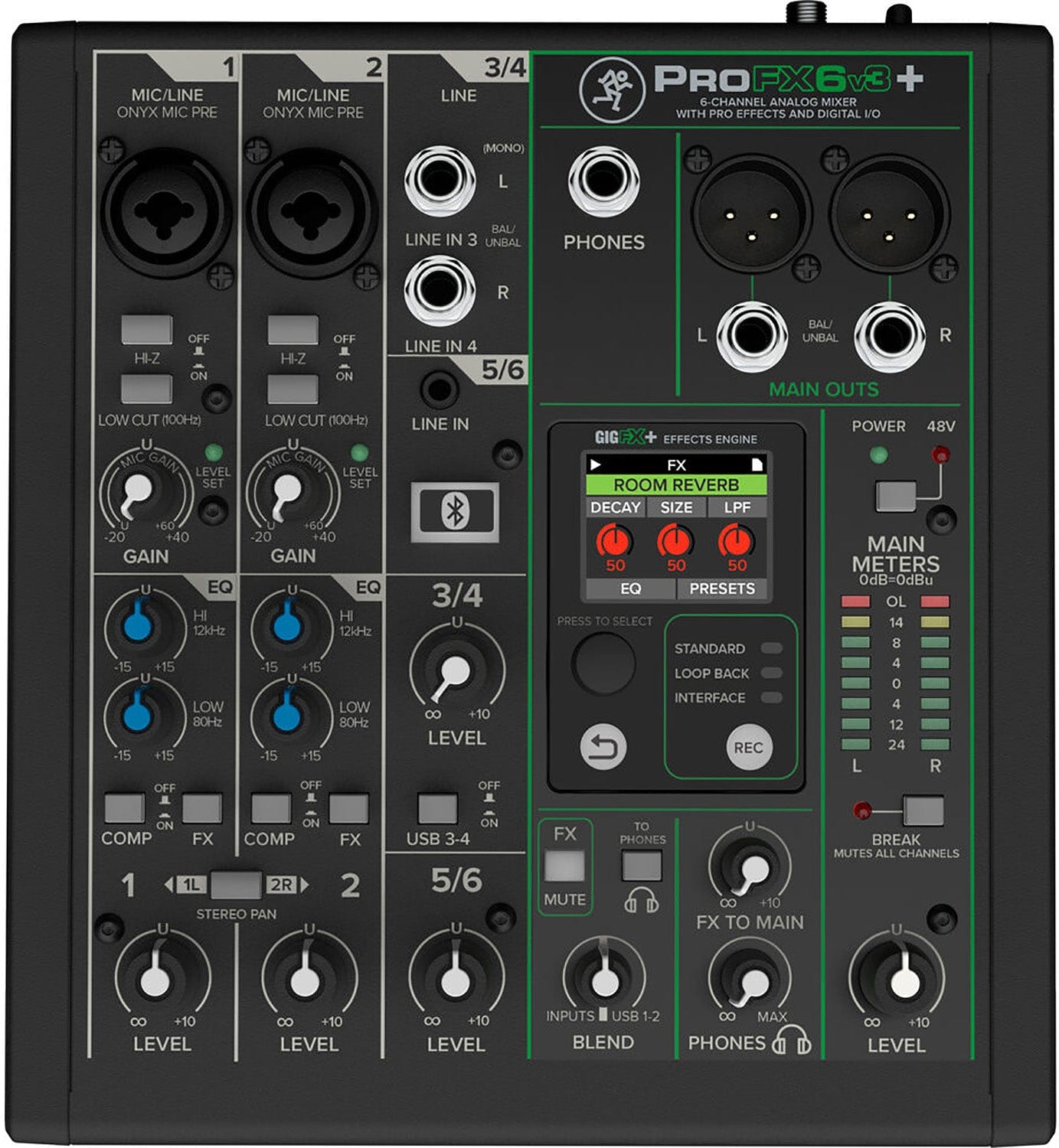 Mackie ProFX6v3+ 6-Channel Analog Mixer with Enhanced FX / USB Recording and Bluetooth