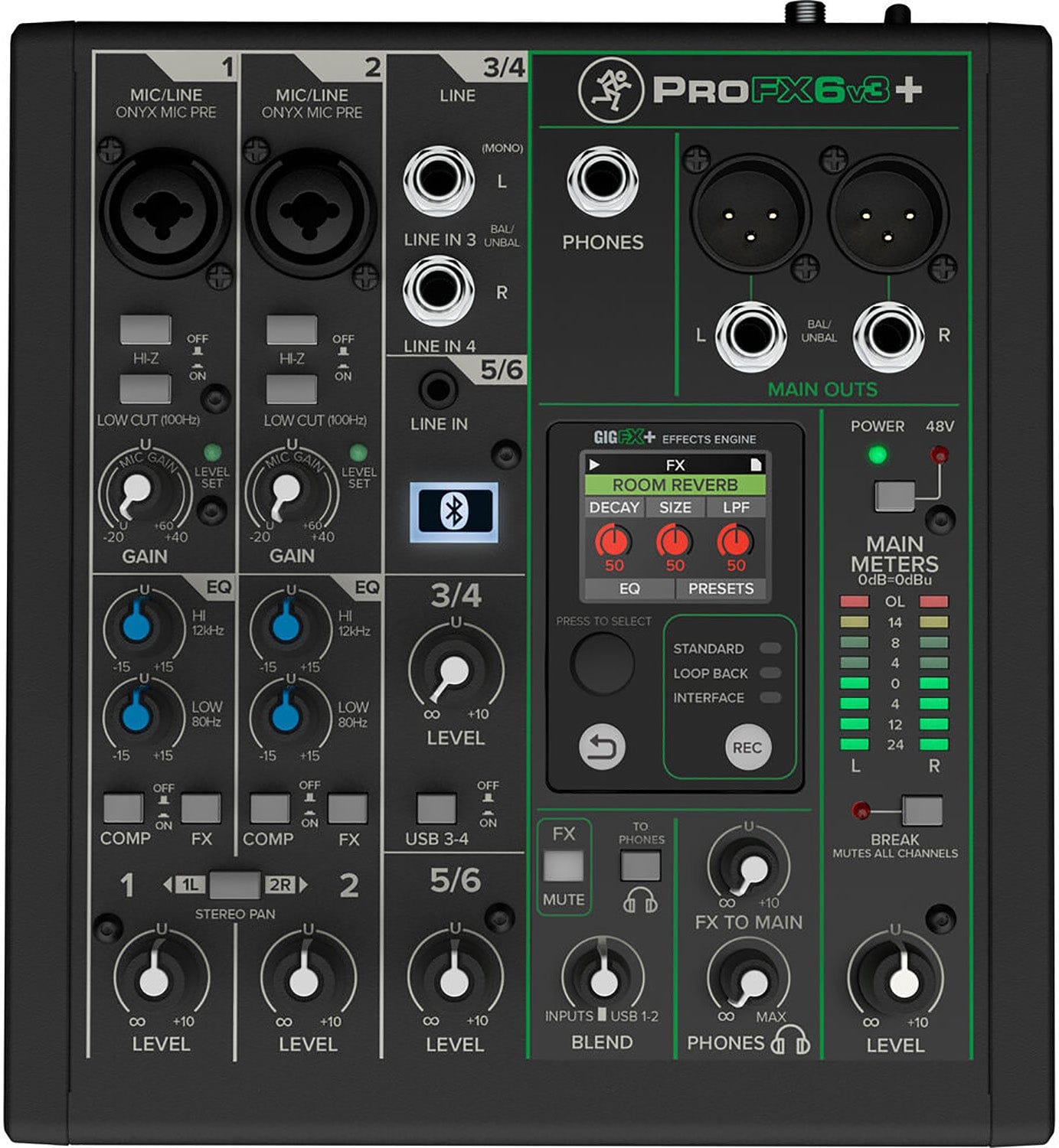 Mackie ProFX6v3+ 6-Channel Analog Mixer with Enhanced FX / USB Recording and Bluetooth